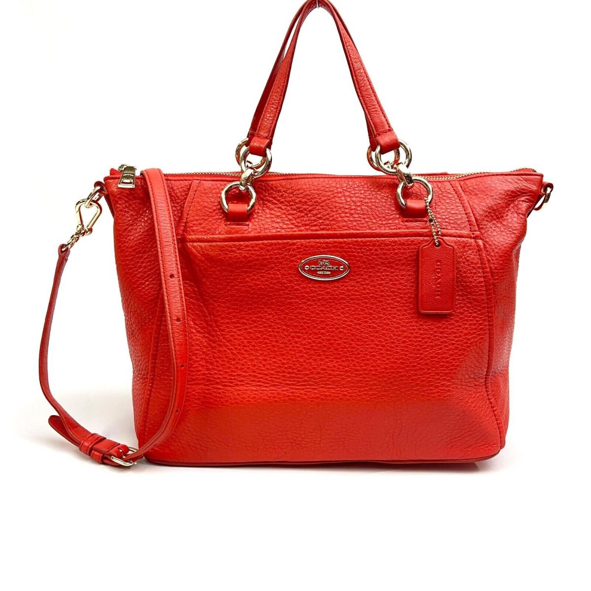 Coach Colette Pebbled Leather Satchel Crossbody Cardinalred Bag F34508 W/tag