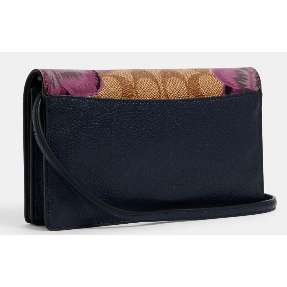 Coach Ann Kaffe Fasset Print Crossbody Phone Wallet Bag Clutch -khaki Purple