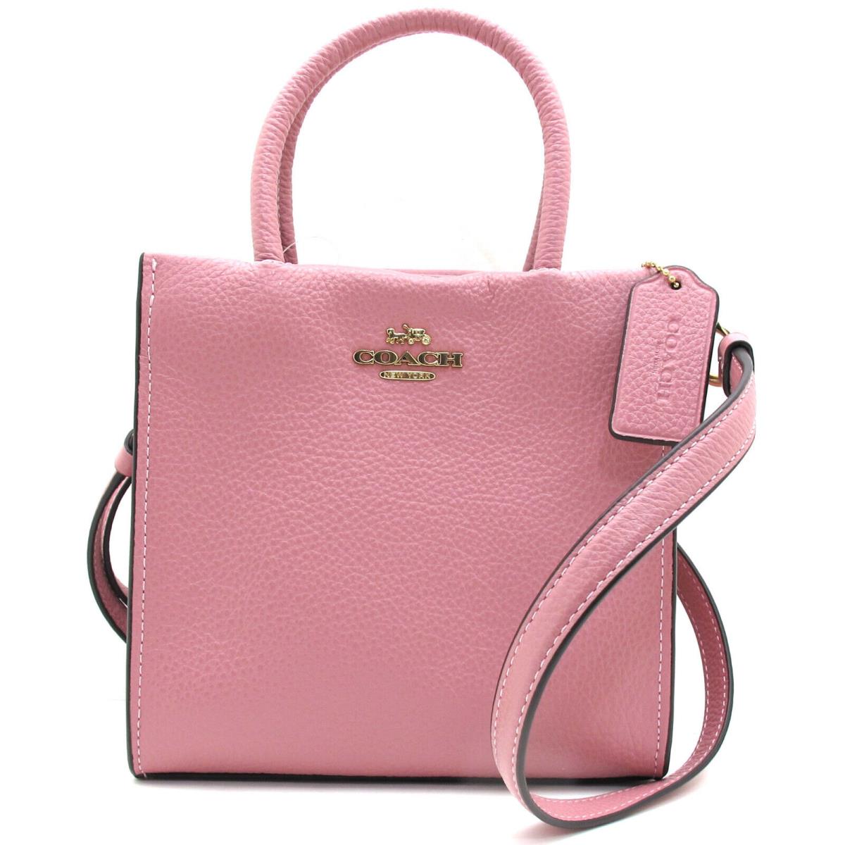 Coach Cally Pebbled Leather Mini Tote Crossbody Bag True Pink