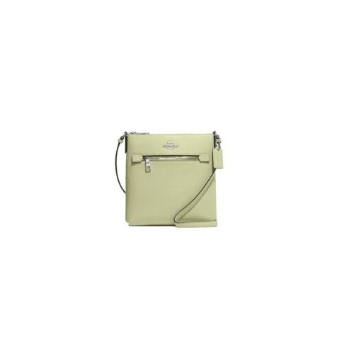 Coach Women`s Mini Rowan File Crossbody Bag in Crossgrain Leather Pale Lime - Exterior: Pale Lime