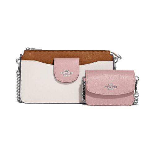 Coach Women`s Poppy Crossbody Bag with Card Case Chalk/powder Pink Multi - Exterior: Chalk/Powder Pink Multi