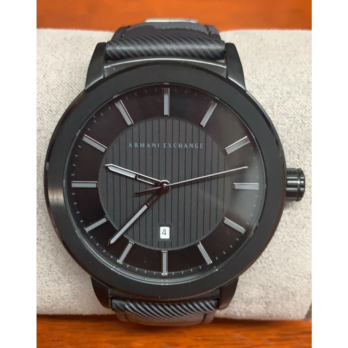 Armani Exchange AX1459 Street Black Dial Black Leather Strap Men`s Watch