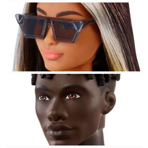 Barbie and Ken 2-Pack Curvy Long Highlighted Hair+ Twisted Black Dreads Orange