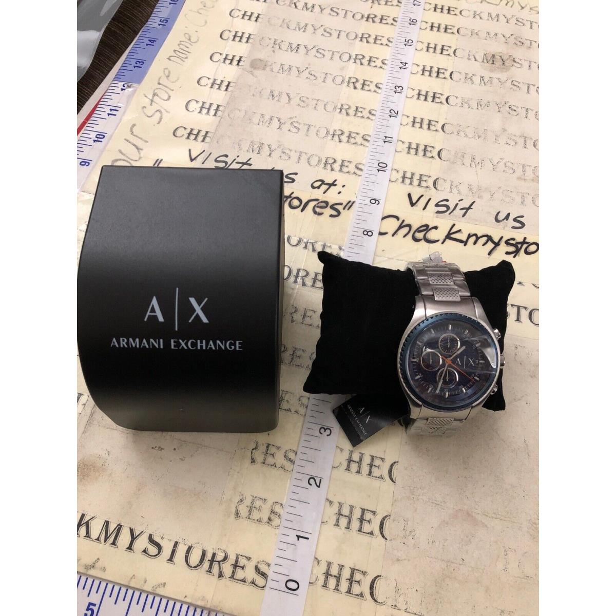 Armani Exchange Silver Blue Dial Chronograph Men`s AX1607 Watch