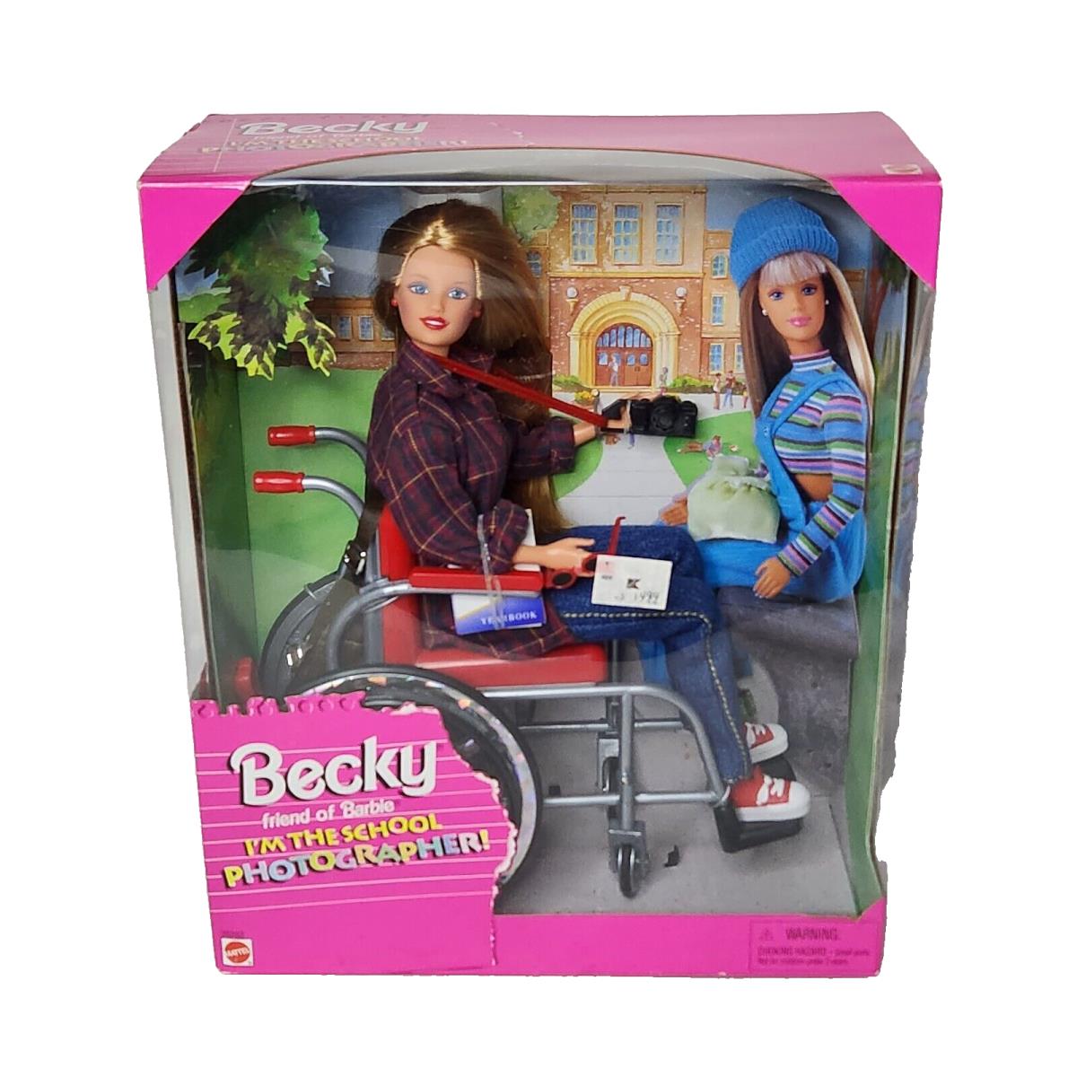 Vintage 1998 Becky School Photographer Barbie Doll Mattel Nos 20202
