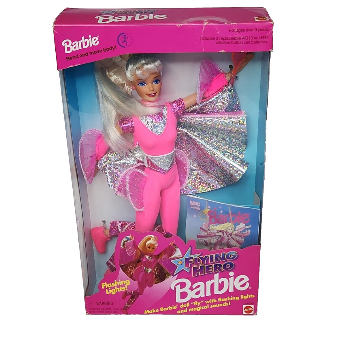 Vintage 1995 Flying Hero Pink Barbie Doll Mattel IN Box 14030