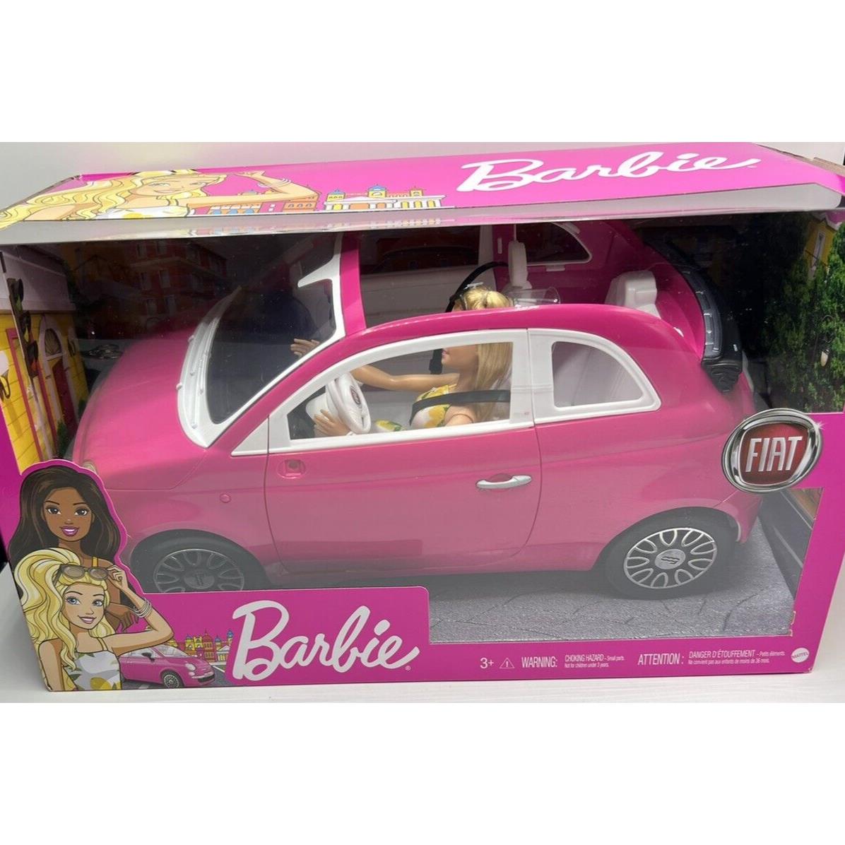 2020 Barbie Fiat 500 Car That Seats 4 Fashion Doll Included Pink Car Age 3+