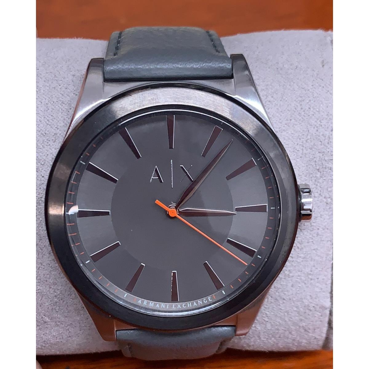 Armani Exchange AX2335 Gray Dial Gray Leather Strap Men`s Watch