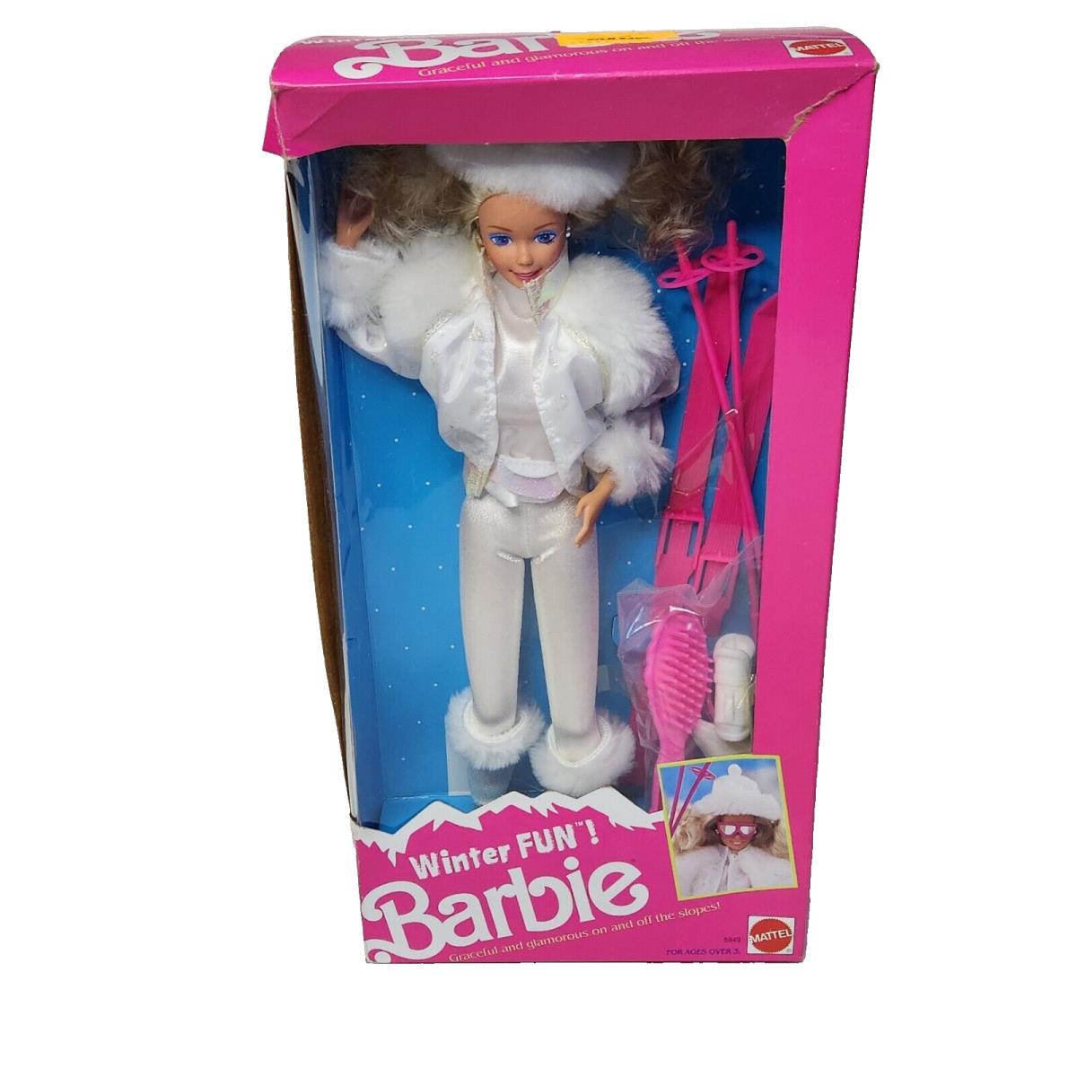 Vintage 1990 Winter Fun Barbie Doll Mattel Box 5949 Nos Creases