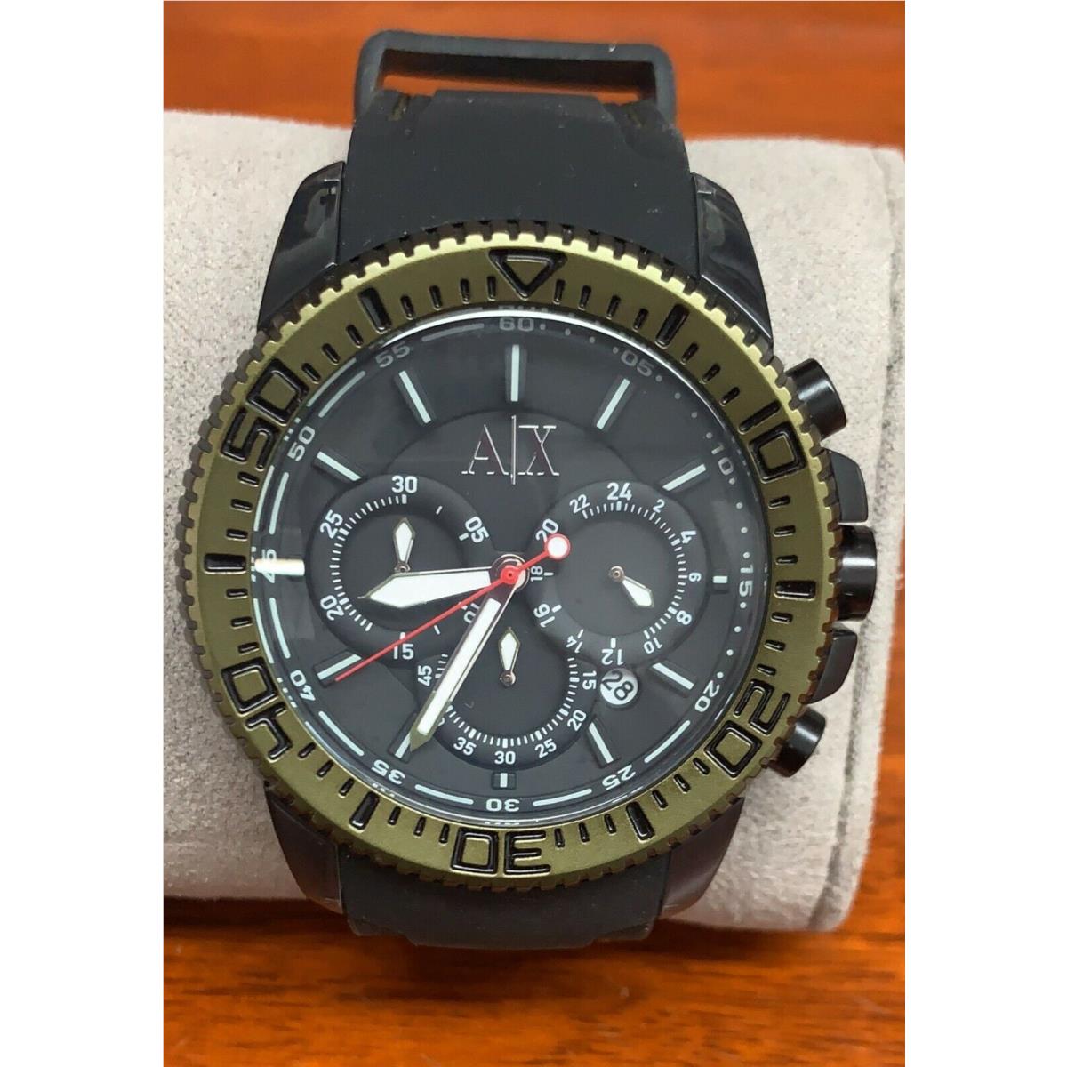 Armani Exchange Men`s Black Silicone Strap Aluminum Case Watch AX1201
