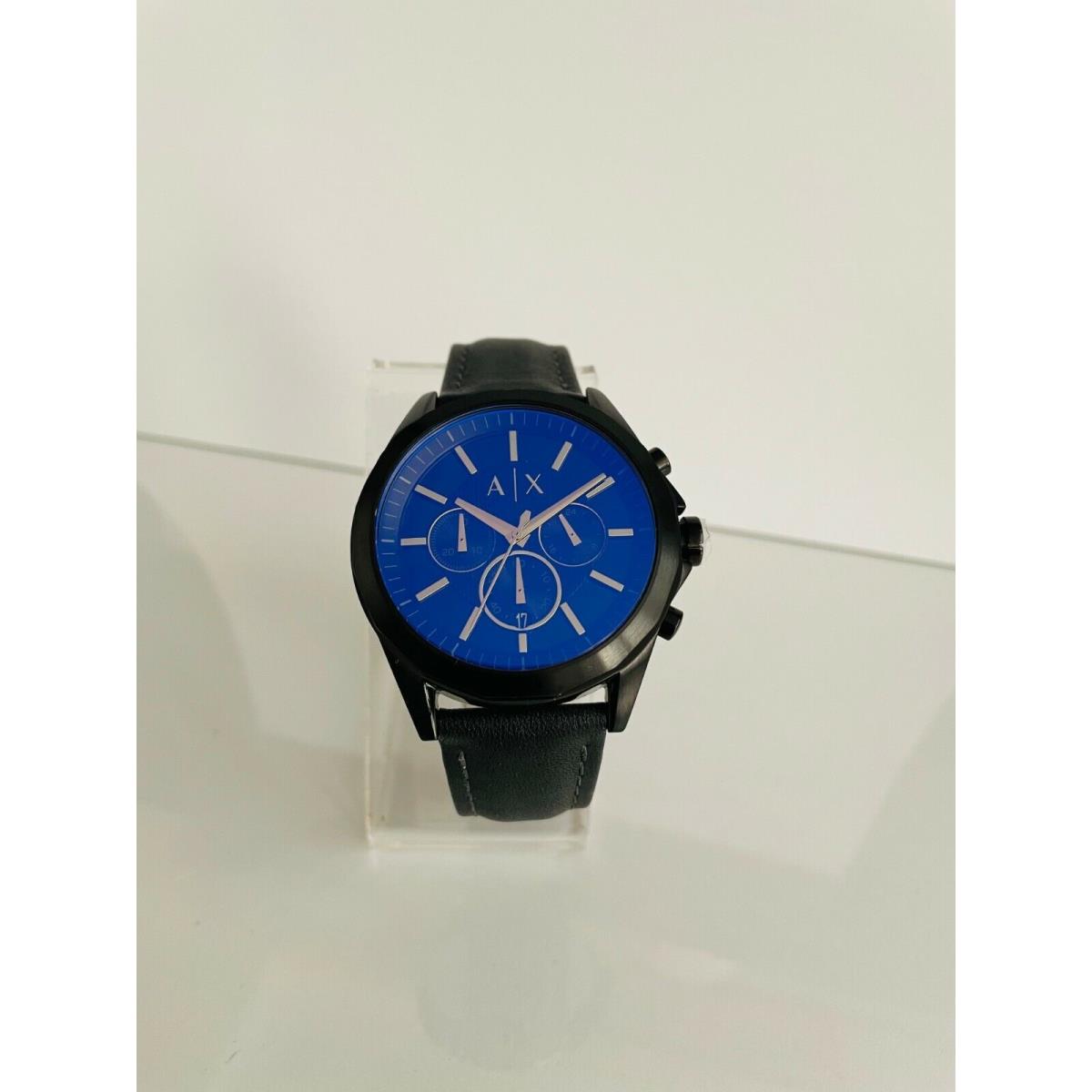 Armani Exchange AX2613 Men`s Drexler Chronograph Date Black Leather Strap Watch