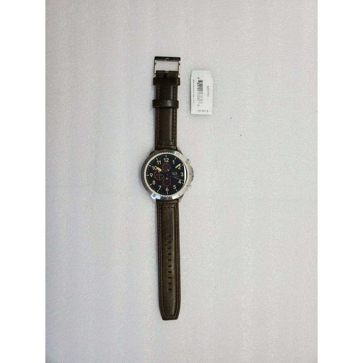 Armani Exchange Romulous Chronograph Brown Leather Strap Men`s Watch AX1755