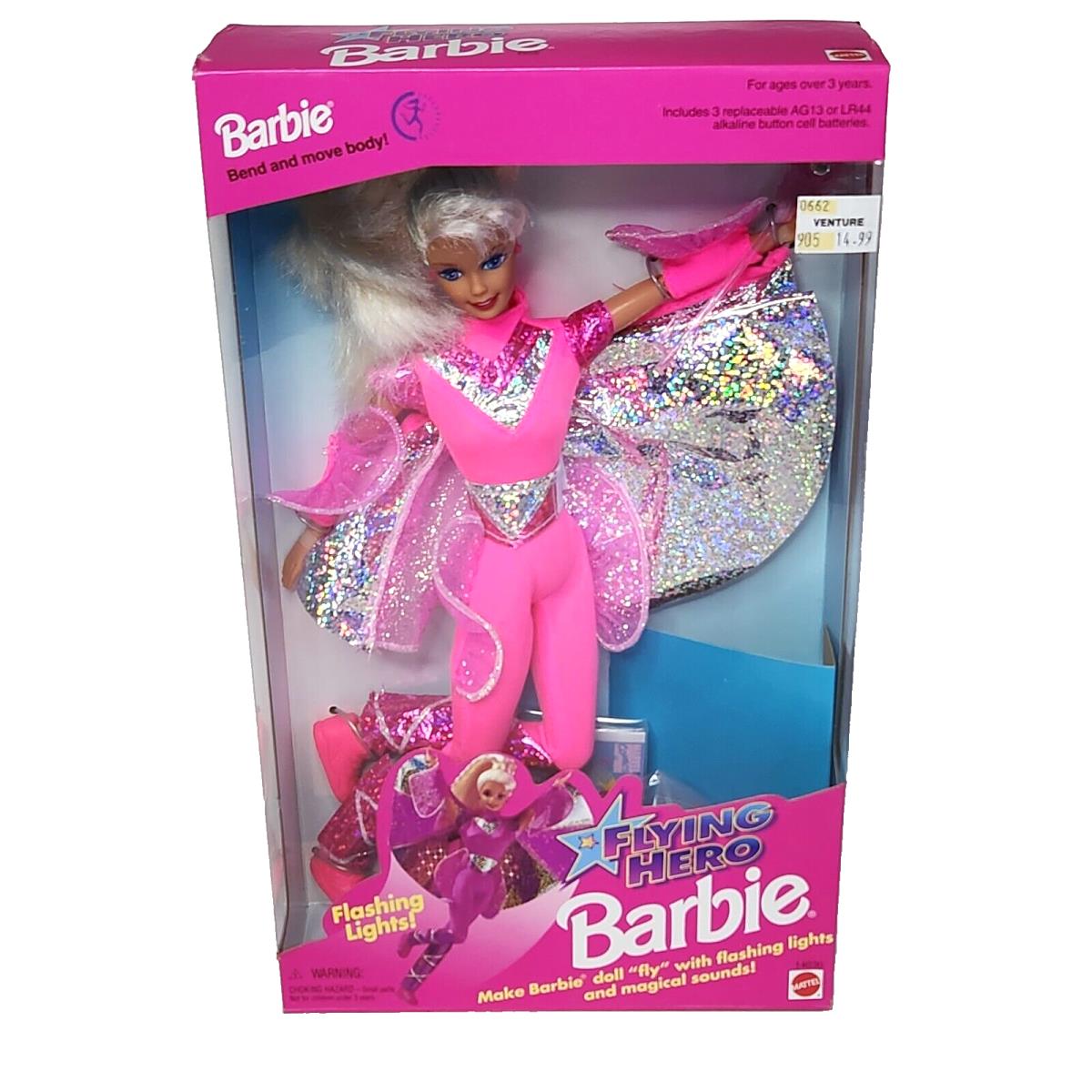 Vintage 1995 Flying Hero Pink Barbie Doll Mattel 14030 IN Box