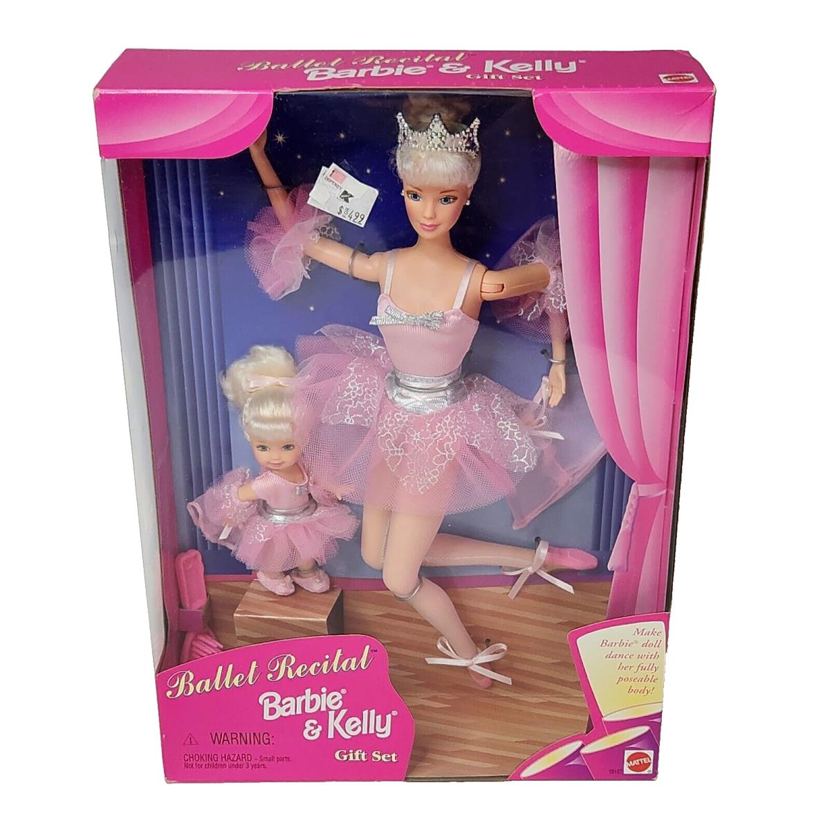 Vintage 1997 Ballet Recital Barbie + Kelly Dolls Box 18187 Mattel