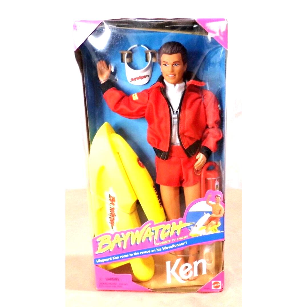 Vintage 1994 Baywatch Ken Barbie Doll Favorite TV Show Lifeguard w Waverunner