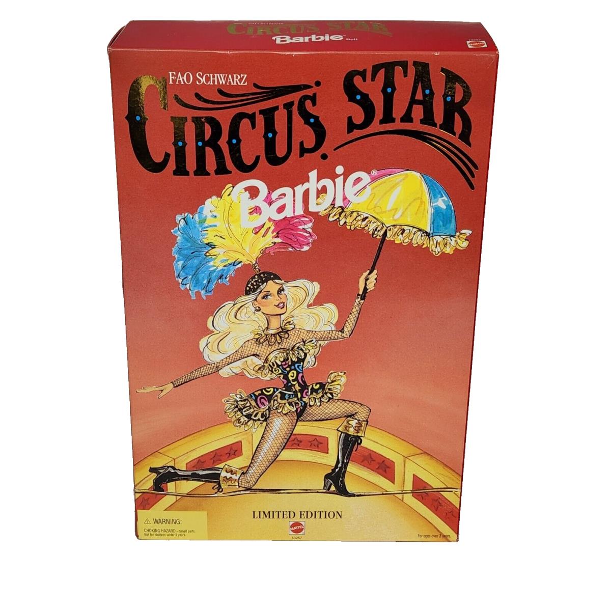 Vintage 1994 Fao Schwarz Circus Star Barbie Dollmattel 13257 Nos