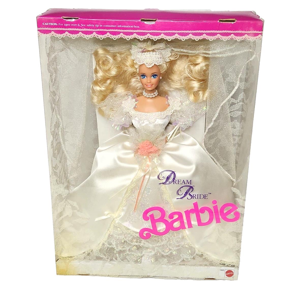 Vintage 1991 Dream Bride Barbie Doll Mattel Box 1623 Blonde - Spot