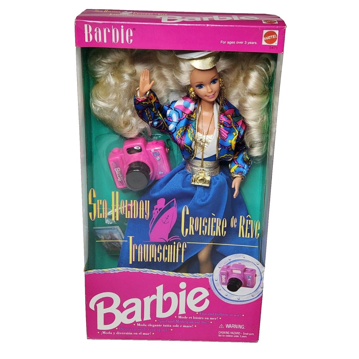 Vintage 1992 Sea Holiday Barbie Doll Pink Camera Mattel Box 5471