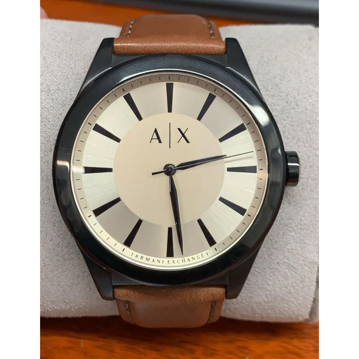 Armani Exchange AX2329 Nico Gold Dial Leather Strap Men`s Watch