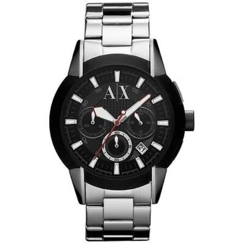 Armani Exchange Silver Stainless Steel Black Chronograph Dial WATCH-AX1177