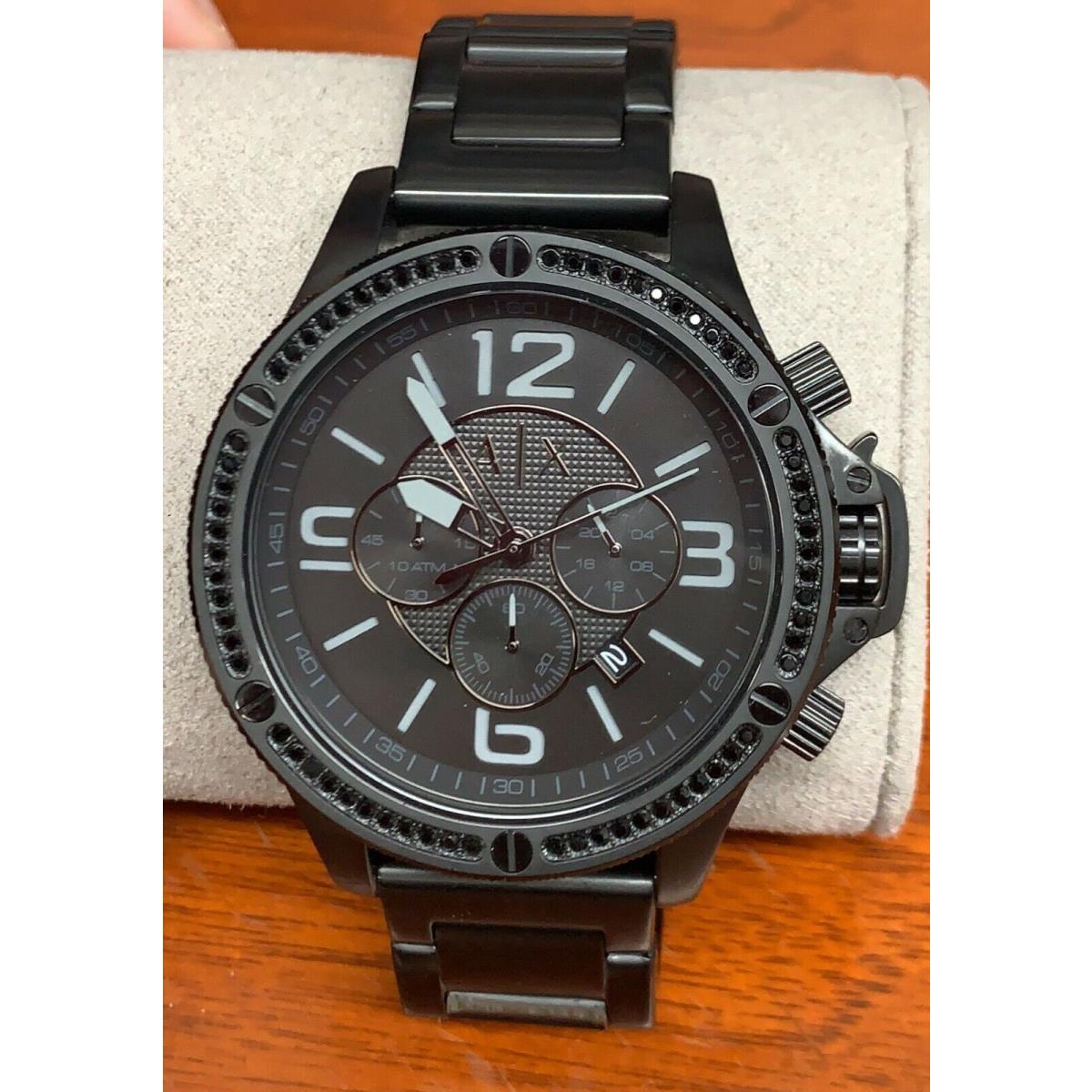 Armani Exchange AX1520 Black Dial Black IP Stainless Chronograph Men`s Watch
