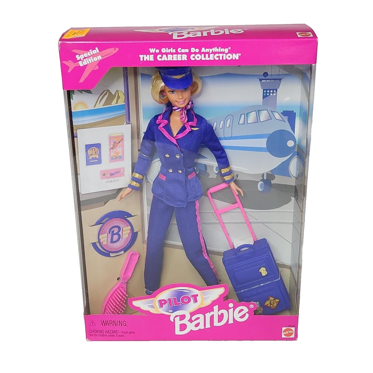 Vintage 1997 Mattel Pilot Barbie Doll W/ Luggage Career 18368