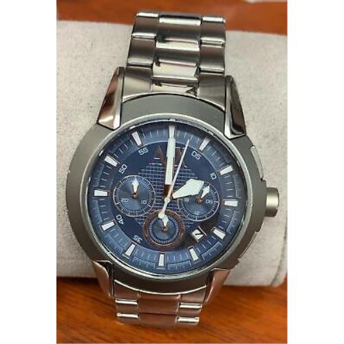 Armani Exchange Men`s Chronograph Stainless Steel Blue Dial Quartz Watch AX1176