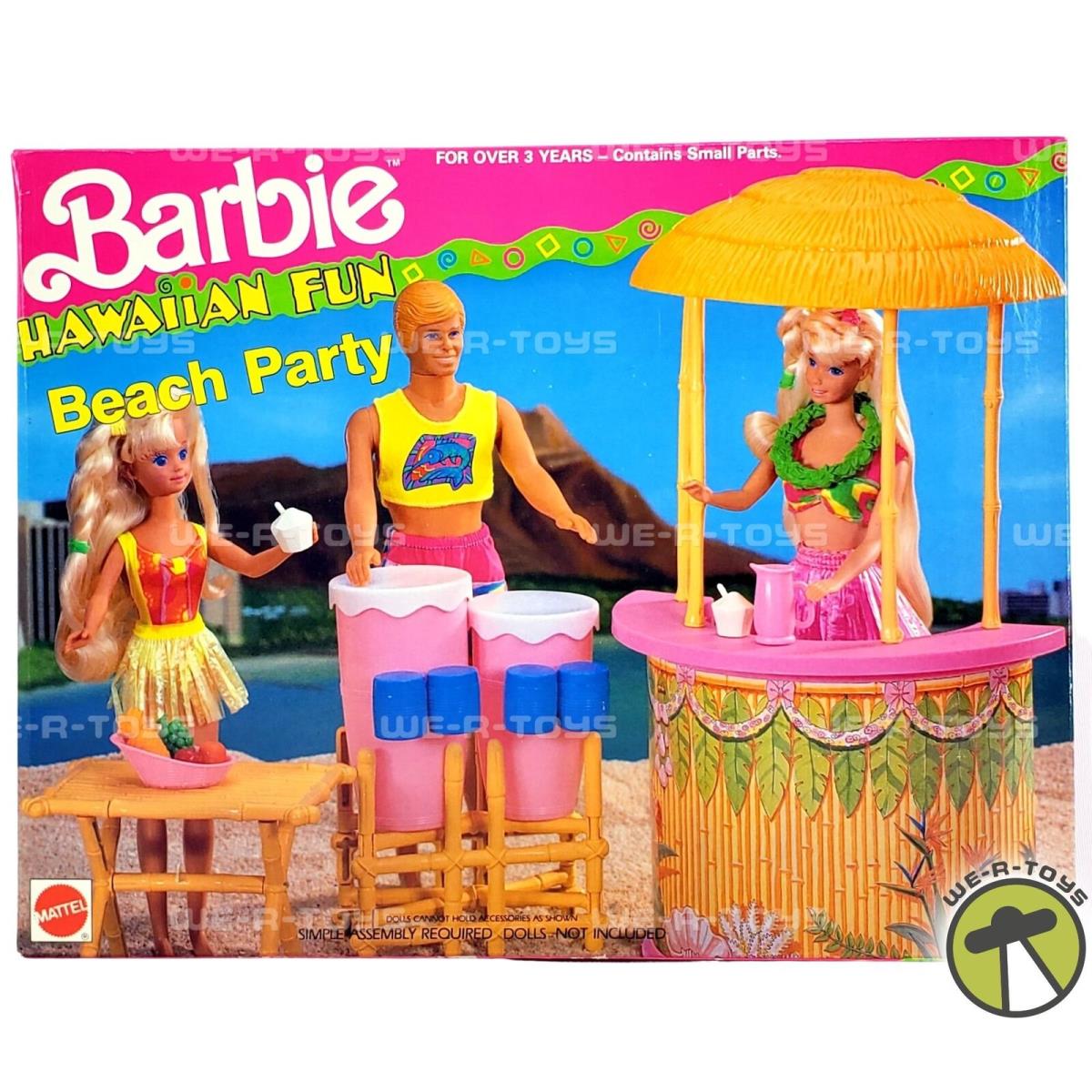 Barbie Hawaiian Fun Beach Party Playset 1990 Mattel 7230 Nrfb