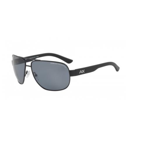 A X Armani Exchange Men`s AX2012S Rectangular Metal Sunglasses Satin Black