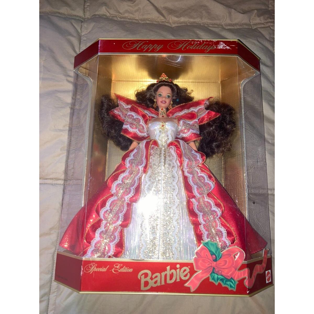 Mattel Barbie Doll Holiday 10th Anniversary Edition Rare Gold Background