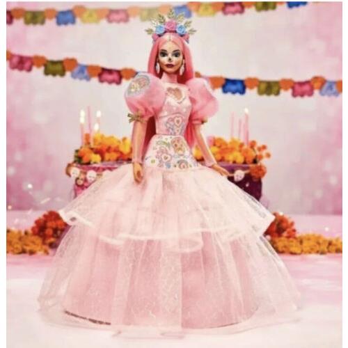 2023 Dia De Muertos Barbie x Pink Magnolia Day Of The Dead Doll In Hand