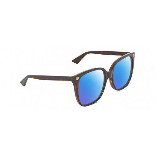Gucci GG0022S Womens Cat Eye Polarized Sunglasses Tortoise Havana 57mm 4 Options Blue Mirror Polar
