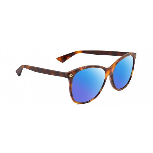 Gucci GG0024S Unisex Polarized Sunglasses in Brown Tortoise Havana 58mm 4 Option Blue Mirror Polar