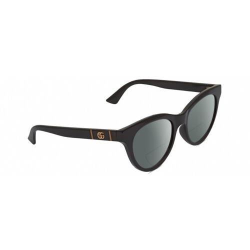 Gucci GG0763S Womens Cat Eye Polarized Bifocal Sunglasses Black Gold 53mm 41 Opt Grey