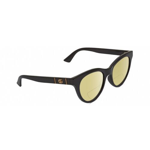 Gucci GG0763S Womens Cat Eye Polarized Bifocal Sunglasses Black Gold 53mm 41 Opt Yellow