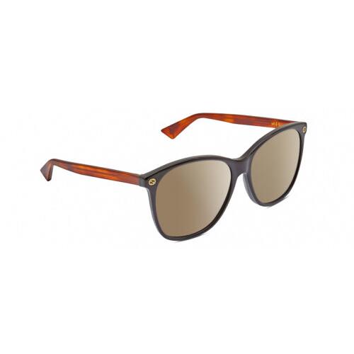 Gucci GG0024S Unisex Designer Polarized Sunglasses Black Brown Havana 58mm 4 Opt Amber Brown Polar