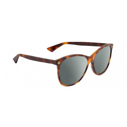 Gucci GG0024S Unisex Polarized Bifocal Sunglasses in Tortoise Havana 58mm 41 Opt Grey