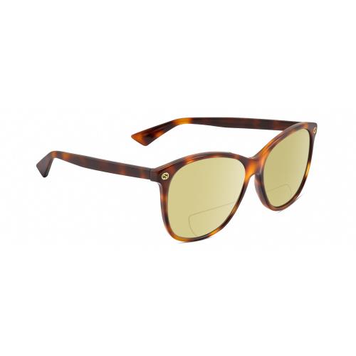 Gucci GG0024S Unisex Polarized Bifocal Sunglasses in Tortoise Havana 58mm 41 Opt Yellow