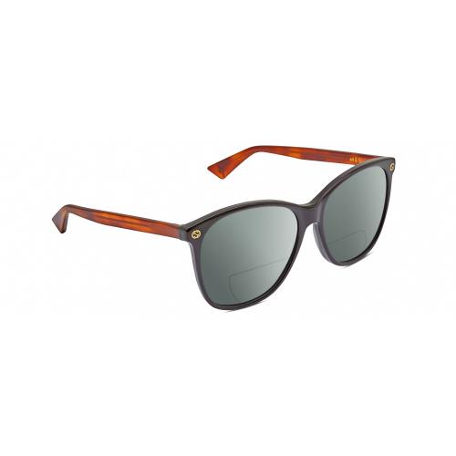 Gucci GG0024S Unisex Polarized Bifocal Sunglasses Black Brown Havana 58mm 41 Opt Grey