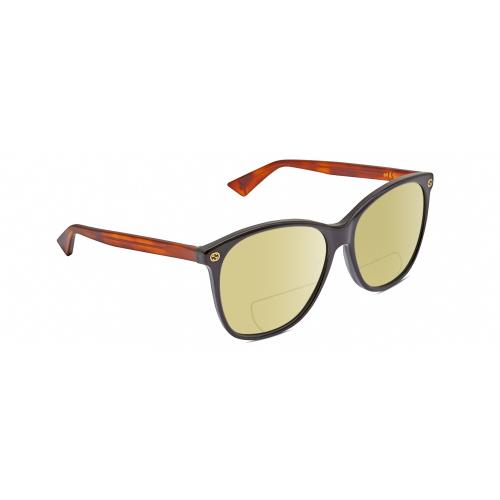 Gucci GG0024S Unisex Polarized Bifocal Sunglasses Black Brown Havana 58mm 41 Opt Yellow