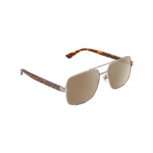 Gucci GG0529S Unisex Polarized Sunglasses Ruthenium Silver Tortoise 60 mm 4 Opt Amber Brown Polar