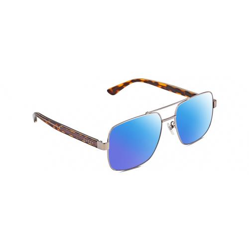 Gucci GG0529S Unisex Polarized Sunglasses Ruthenium Silver Tortoise 60 mm 4 Opt Blue Mirror Polar