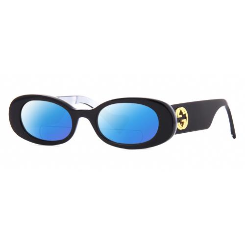 Gucci GG0517S Womens Polarized Bifocal Sunglasses Black Blue Opal 52mm 41 Option Blue Mirror