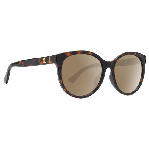 Gucci GG0636SK Womens Round Polarized Sunglasses Tortoise Havana Gold 56mm 4 Opt Amber Brown Polar