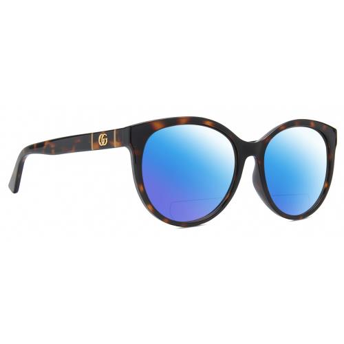 Gucci GG0636SK Women Polarized Bifocal Sunglasses Tortoise Havana 56mm 41 Option Blue Mirror