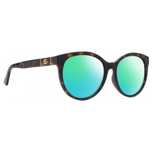 Gucci GG0636SK Women Polarized Bifocal Sunglasses Tortoise Havana 56mm 41 Option Green Mirror