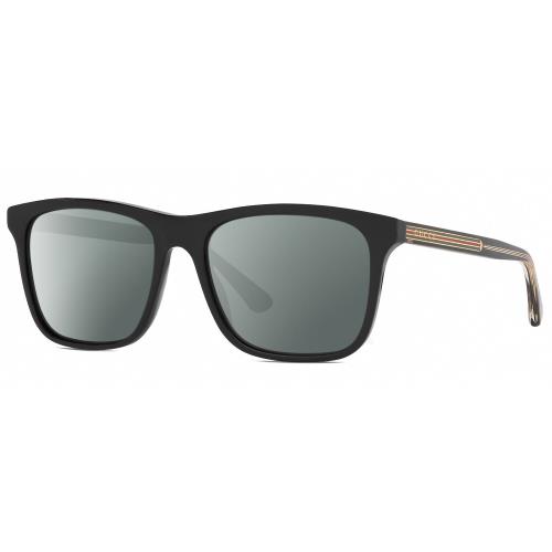 Gucci GG0381SN Unisex Square Polarized Sunglasses Black Gold Crystal 57mm 4 Opt Smoke Grey Polar