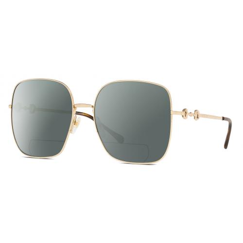 Gucci GG0879S Womens Polarized Bifocal Sunglass Gold Tortoise Havana 61mm 41 Opt Grey