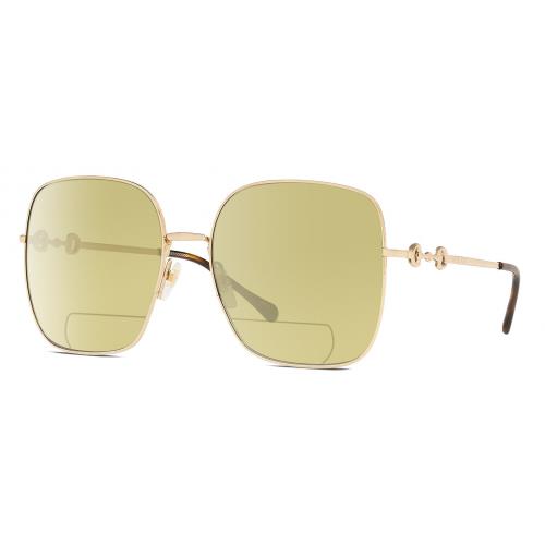 Gucci GG0879S Womens Polarized Bifocal Sunglass Gold Tortoise Havana 61mm 41 Opt Yellow