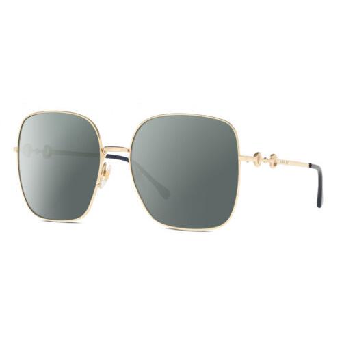 Gucci GG0879S Womens Square Polarized Sunglasses in Gold Navy Blue 61mm 4 Option